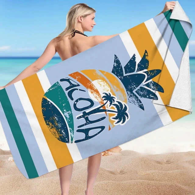 Microfiber Blanket Quick Drying Beach Towels, Oversized 31.5*63in Printing Towel, Super Absorbent Pool Swimming Towel Blanket, 2
