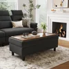 46 Inches Wide Linen Coffee Table Long Shoes Bench Footstool, Storage Chest, Foot Rest Stool, Storage Ottoman Bench 1