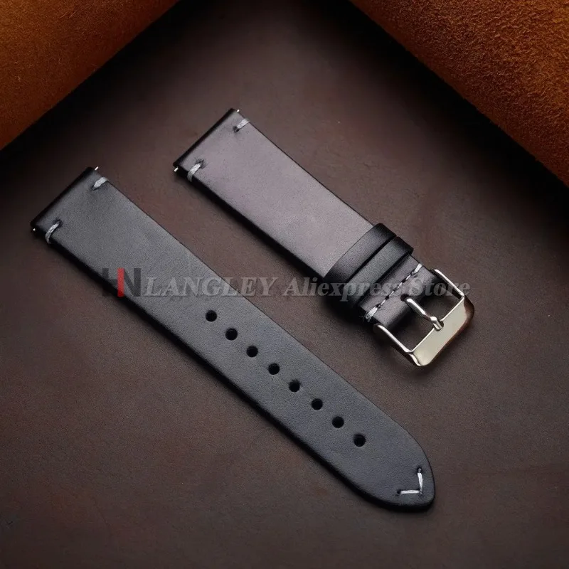 Vintage-Inspired Oil Wax Leather Quick Release Watch Strap – Premium Business Wristband