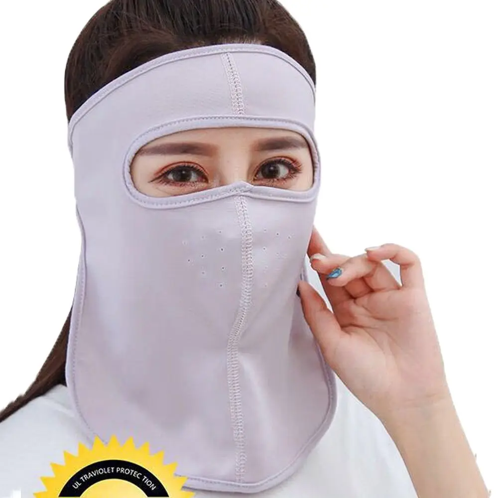 

Summer Sunscreen Mask Breathable Ice Silk Mask UV Protection Face Cover Veil Face Gini Mask With Neck Flap Outdoor Face Shield