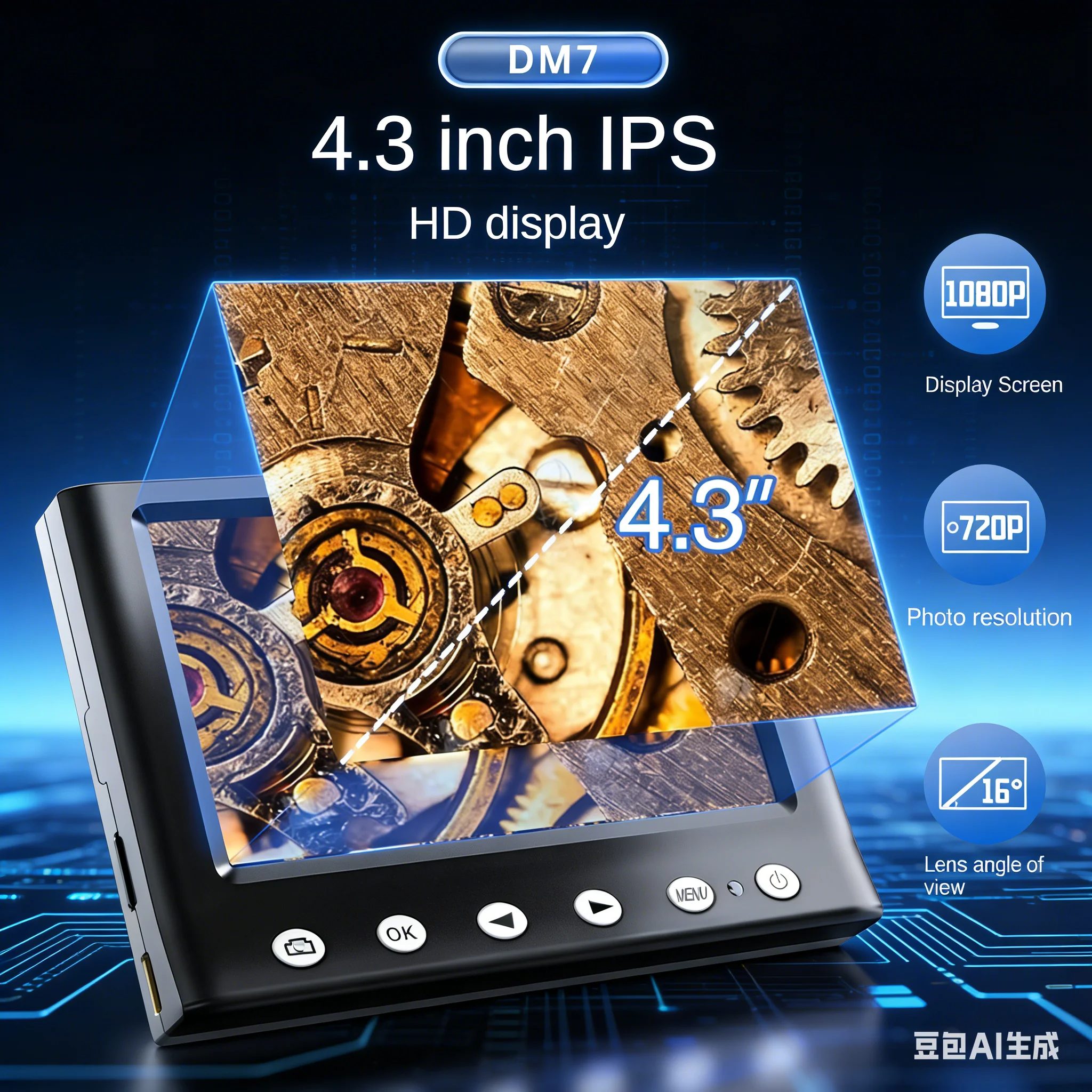 4.3인치 디지털 현미경 1000배율 코인 현미경 1080P 비디오 현미경(스탠드 포함) 성인용 납땜 현미경(8개 LED 포함)