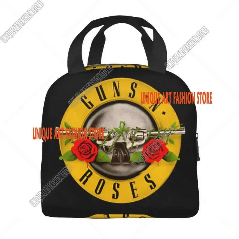 Guns N Roses Insulated Lunch Bag for Outdoor Picnic Heavy Metal Portable Thermal Cooler Lunch Box Women Children