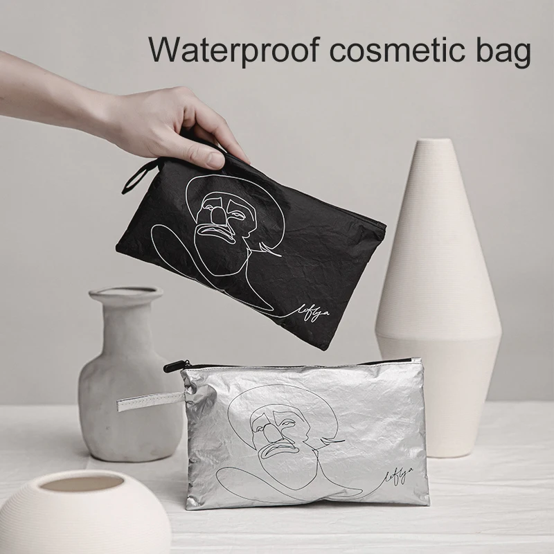 

Environment Dupont Paper Simple Cosmetic Bag Female Portable Waterproof Toiletry Bag Light Travel Travel Storage Set Wash Bag