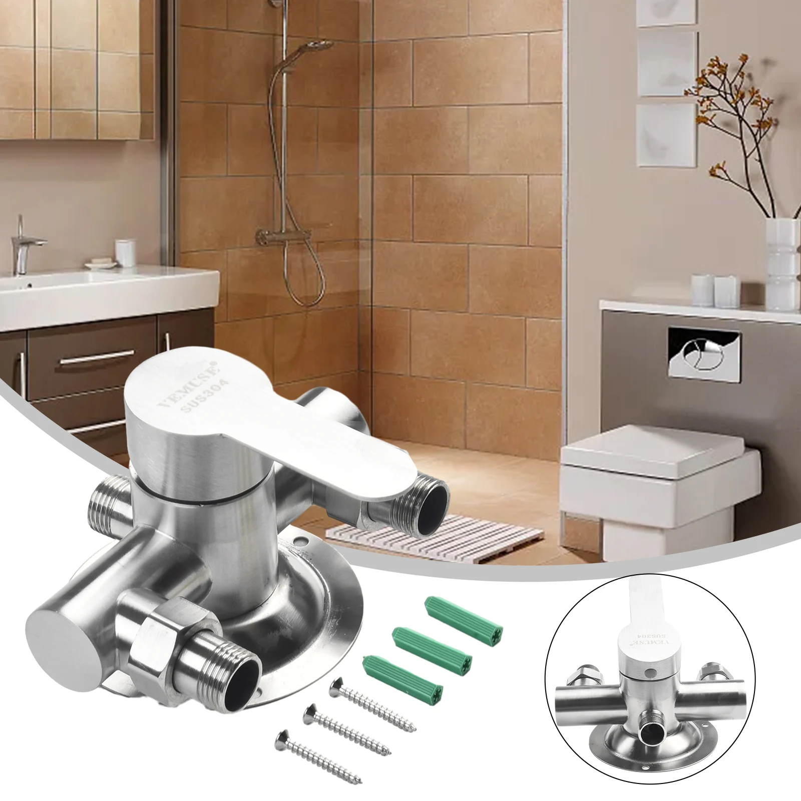 

Accessories Faucet 1pcs 304 Stainless Steel Ceramic Valve Double Holes Hot Cold Mixer Valve Double Type Brand New