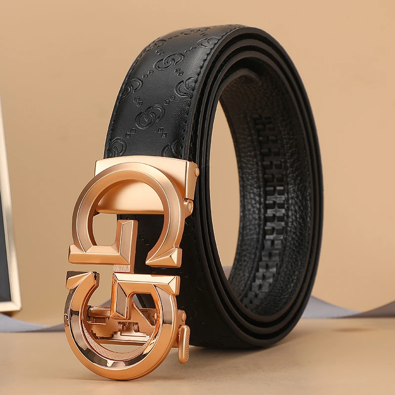 

Width 3.4cm Famous Brand Belt Men Top Quality Luxury Real Genuine Leather Belts for Men,Strap Male Metal Automatic Buckle