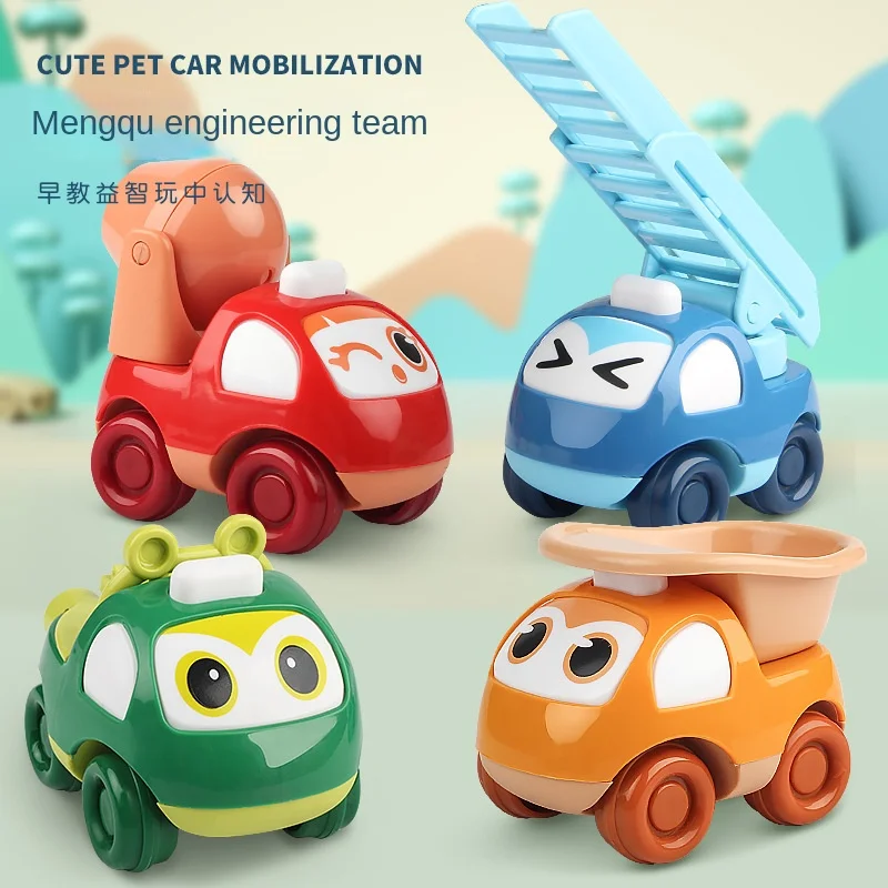 Douyin same mini cartoon pullback car inertia glide Q version engineering car model early education gift toys model car 1：32 camry model car diecasts