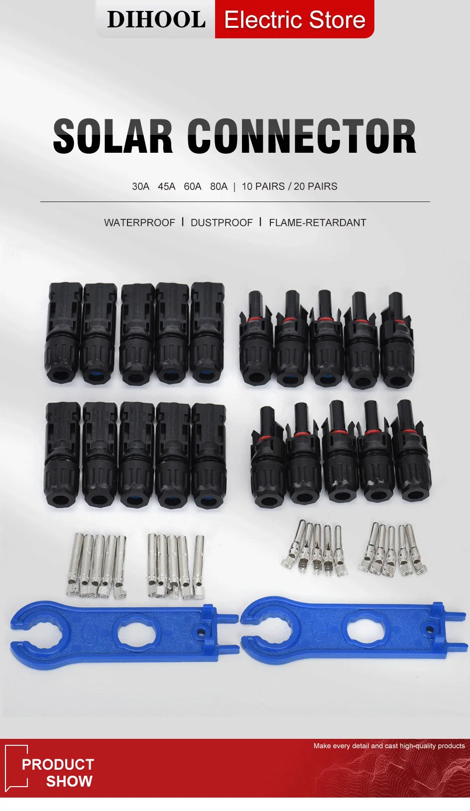 30 45 60A IP67 20PCS Conectores de