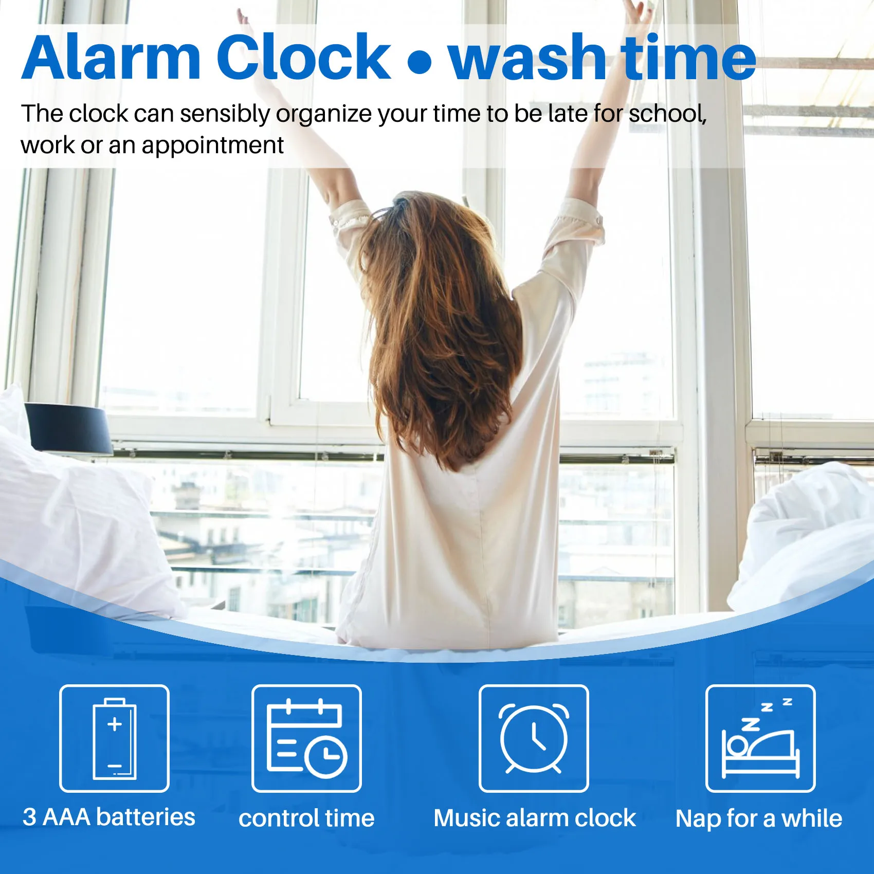 Alarm Clock Stand on Pressure Sensitive Battery Smart Alarm Clock Mat Floor Rug LED Time 4