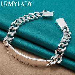 Charm 925 sterling silver design noble pretty 10MM Mens chain Jewelry fashion Geometric Bracelet free shipping factory price