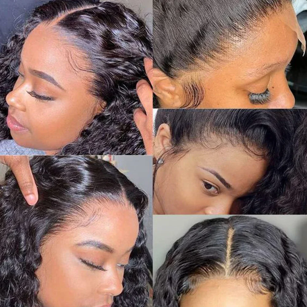 250 Density Brazilian 30 36 Inches Deep Wave 13x4 13x6 HD Transparent Human Hair Wig Curly Wave Lace Frontal Wigs For Women