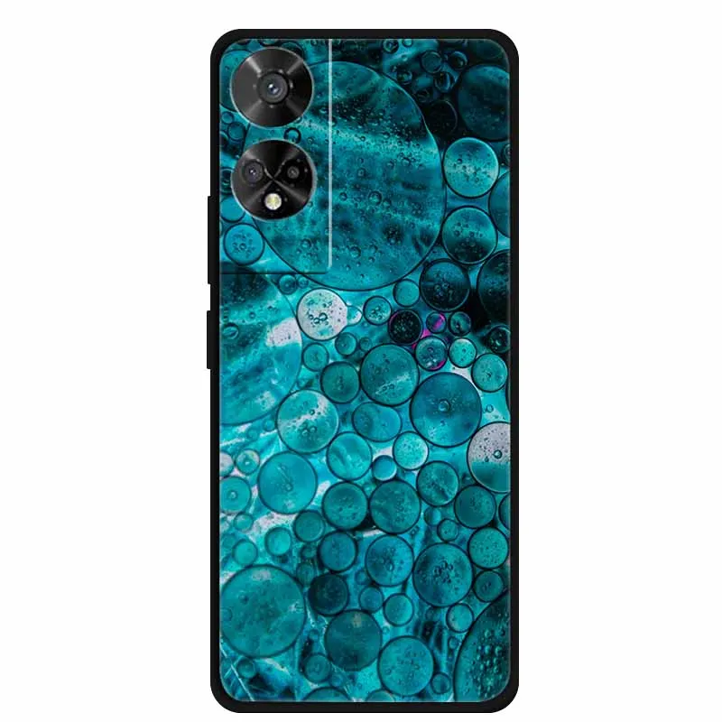 Original Soft Silicone TPU Phone Case Back Cover - Fashion Planet Design, Black Bumper