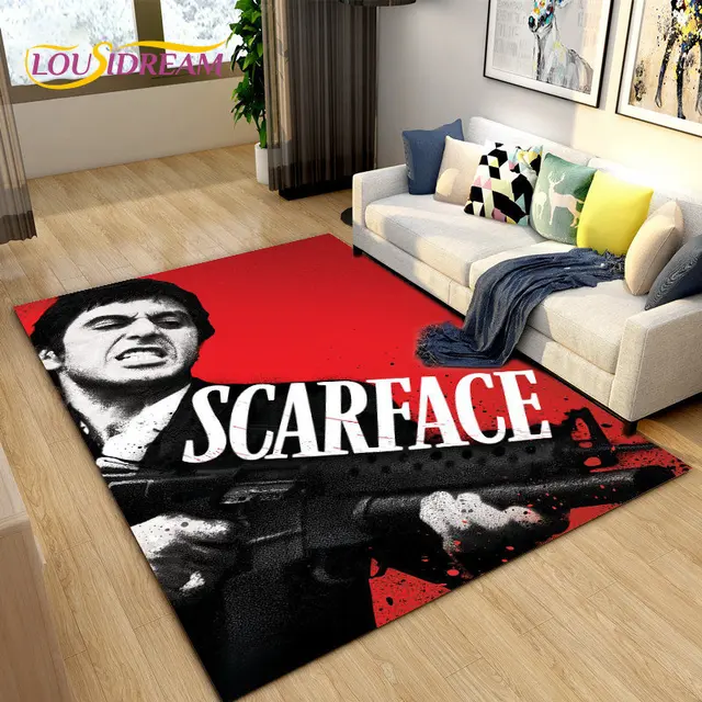 거실에서 사용할 수 있는 멋진 영화 Scarface-대형 3D 인쇄 영역 러그