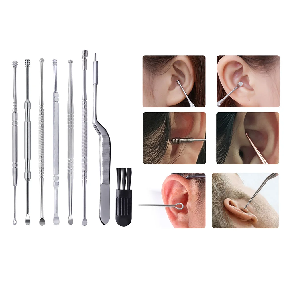 

1 Set of Portable Ear Spoon Ear Pick Set Stainless Steel Ear Cleaning Tools