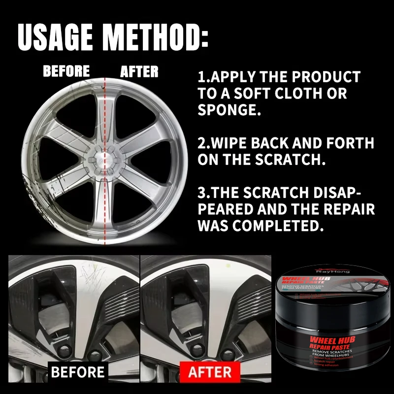 Car Wheel Rim Scratch Refurbishment Paste Tire Rim Scratch Paint Repair Black White Silver Aluminum Alloy