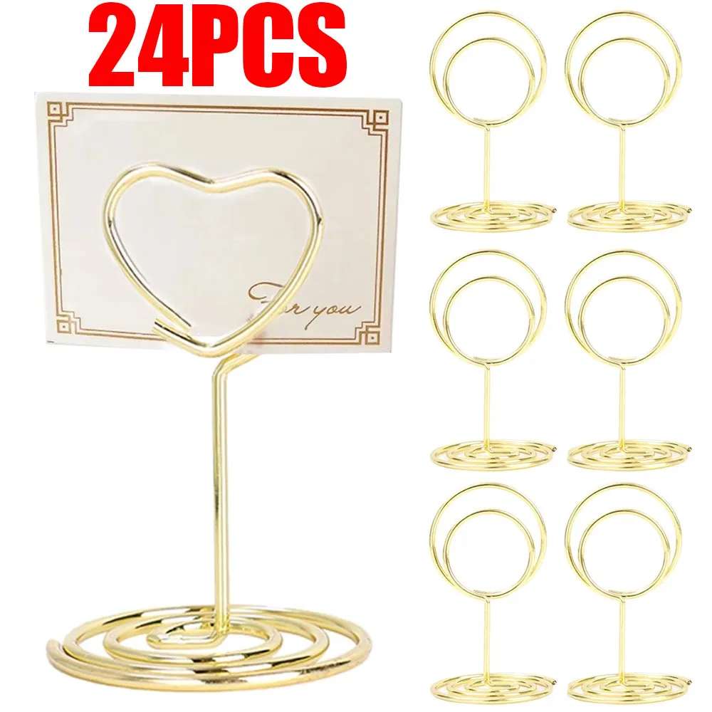 24/1PCS Metal Place Card Holders Photo Clip Stands Wedding Party Decoration