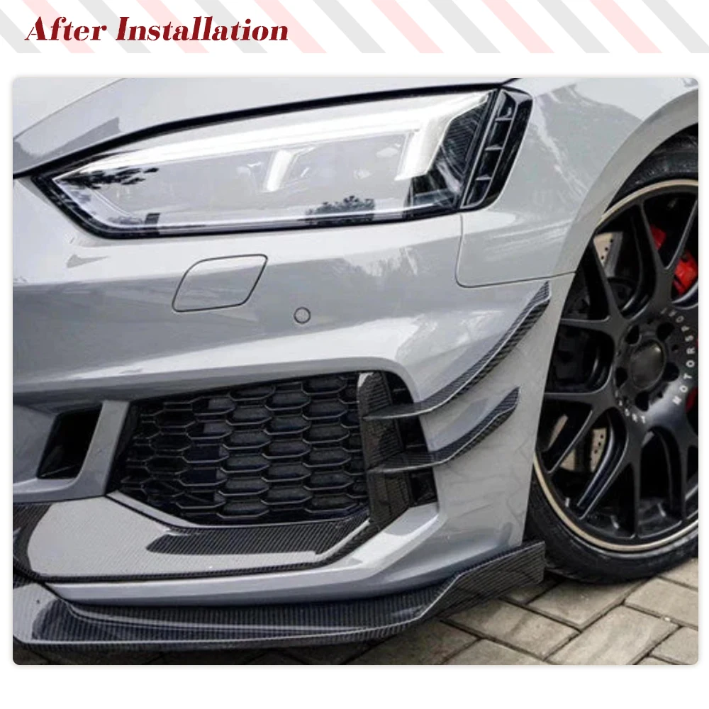 Car Front Body Kits Splitters Canards for Audi A5 S5 Sline RS5 B9 2018-2020 RealCarbon Fiber Front Canards Fins Splitters
