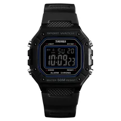 Enhanced Outdoor Sport Digital Watch - 5Bar Waterproof, Alarm, Fashionable Military Style (Black)