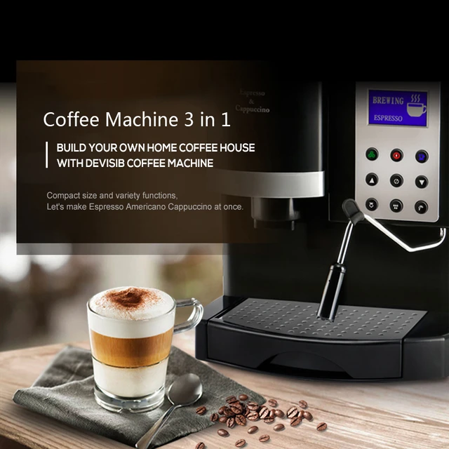 Coffee Bean Grinder, Automatic Espresso Coffee Machine , with Milk Frother  for Espresso, Latte and Cappuccino - AliExpress