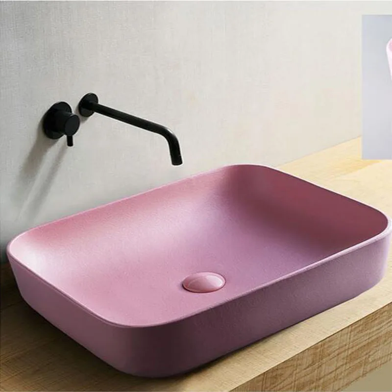 Simple Household Ceramic Washbasin Toilet Bathroom Small Utensils Sink Bowl Pink Basin Washbasin Bathroom Sink 3