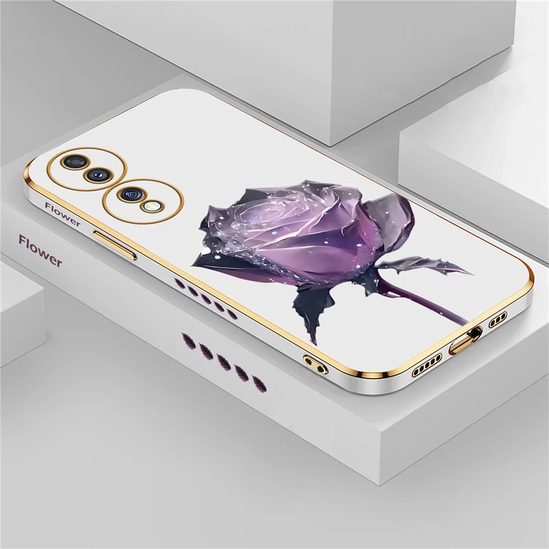 Luxury Plating Silicone Flower Shockproof Phone Case Cover