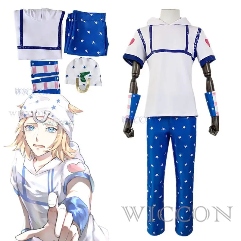 

Anime JoJo Bizarre Adventure Johnny Joestar Cosplay Costume Top Pants Hat Full Set Halloween Carnival Party Men Uniform