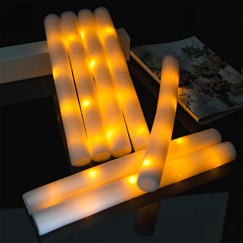 White Light Glow Sticks 20 Pcs LED Foam Sticks Glow Cheer Batons Flashing  Effect Glow in the Dark Wedding Party Supplies