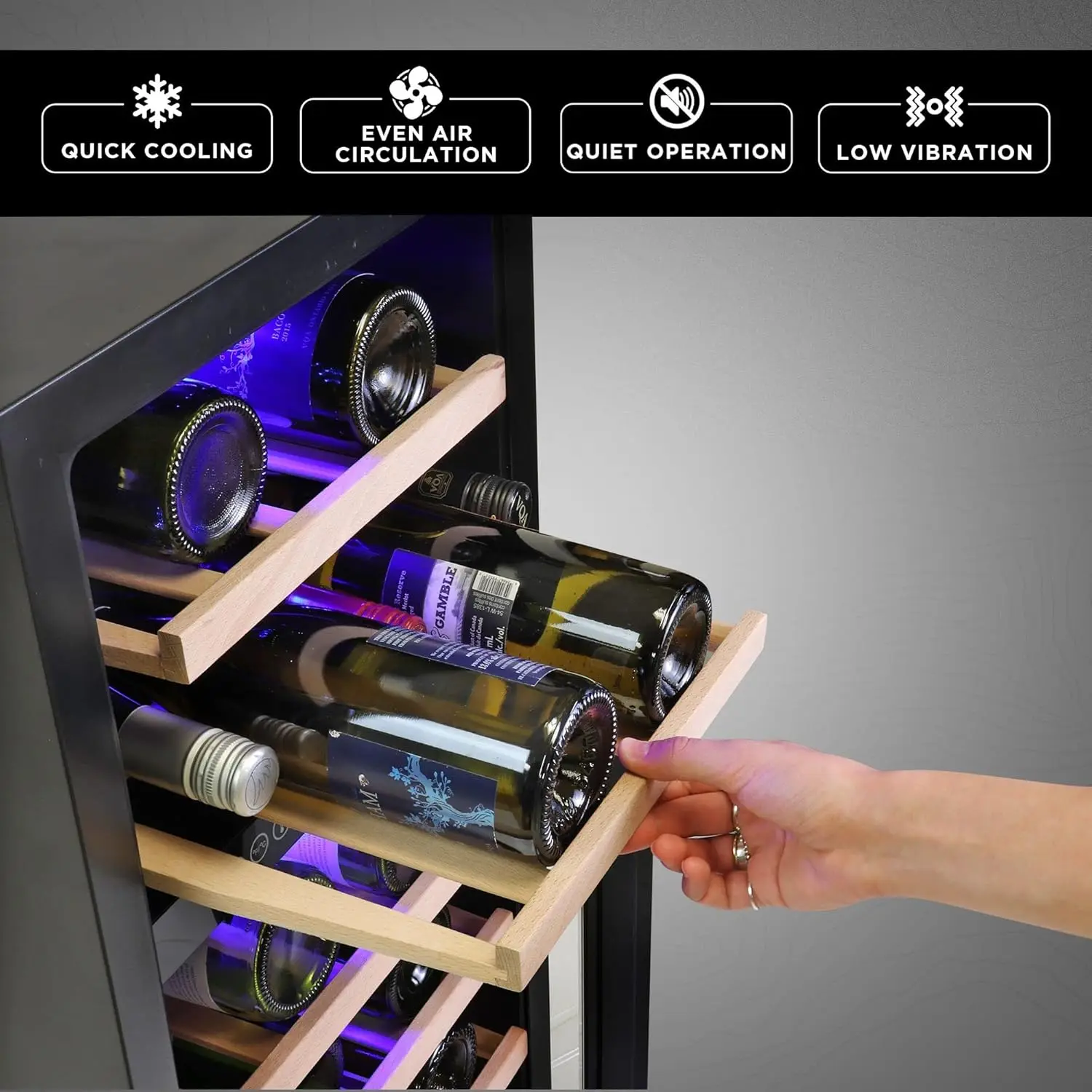 Bottle Dual Zone 15-Inch Under Counter Wine Cooler w/Lock, Front-Venting Built-In