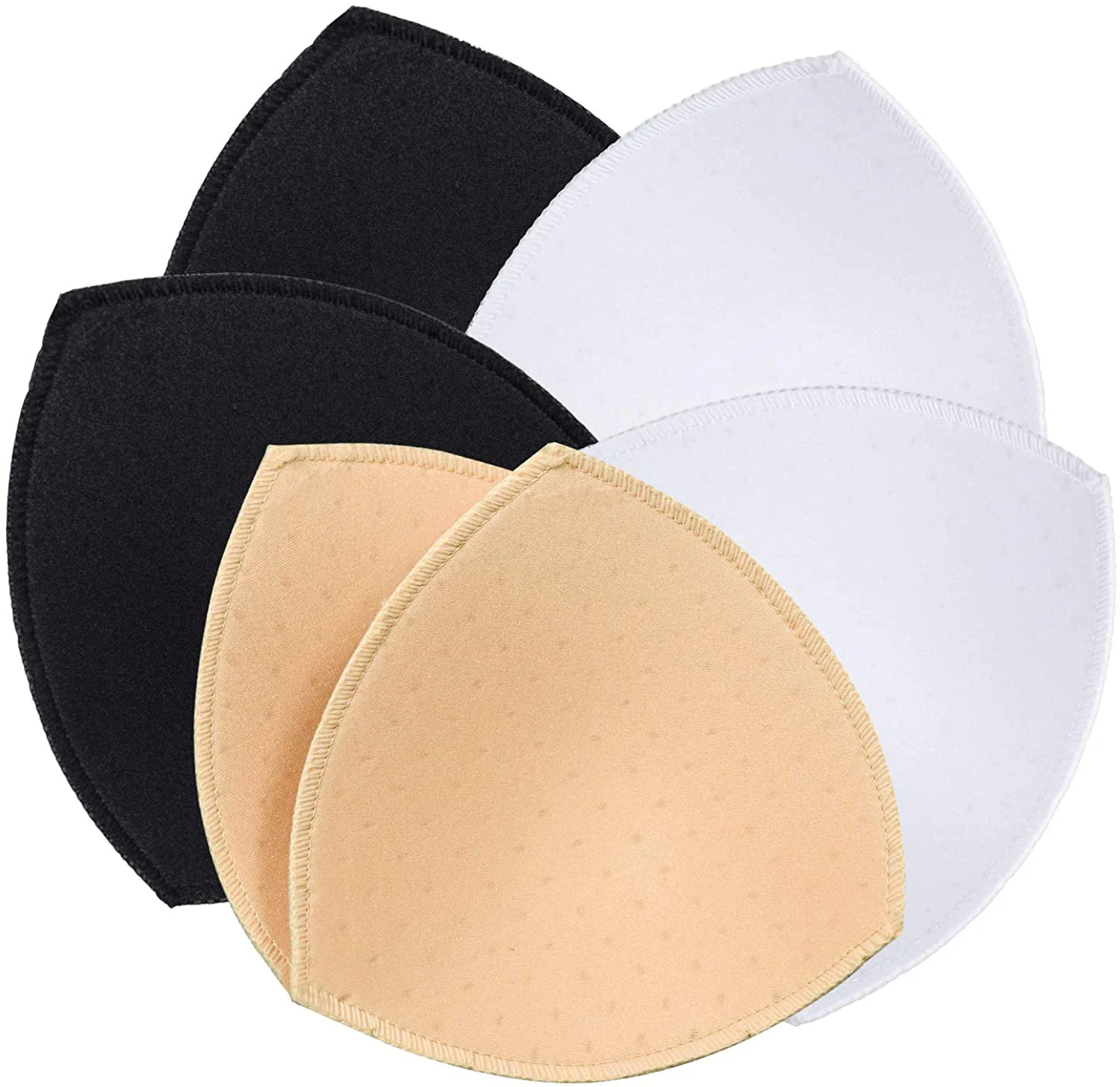 4 Paia Inserti Reggiseno Triangolo - Imbottiture Rimovibili Nero/bianco/beige - Spugna - Foto 4