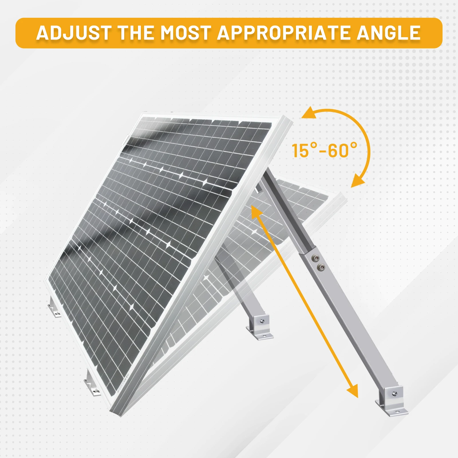 CP-SETUNO 26in Adjustable Solar Panel Tilt Mount Brackets Support up to 100W-500 Watt Solar Panel for Any Flat Surface Roof RV solar panel mounting set