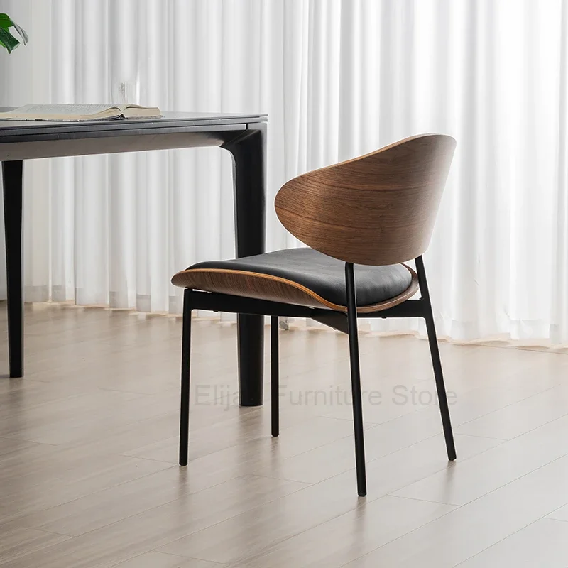 

Nordic Solid Wood Dining Chair Kitchen Luxury Italian Leather Minimalist Chair Retro Coffee Designer Sillas Home Furniture WKDC