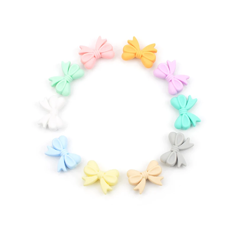 LOFAC Silicone Cartoon Bow Tie Beads - 5pcs Set for DIY Keychains & Jewelry Accessories