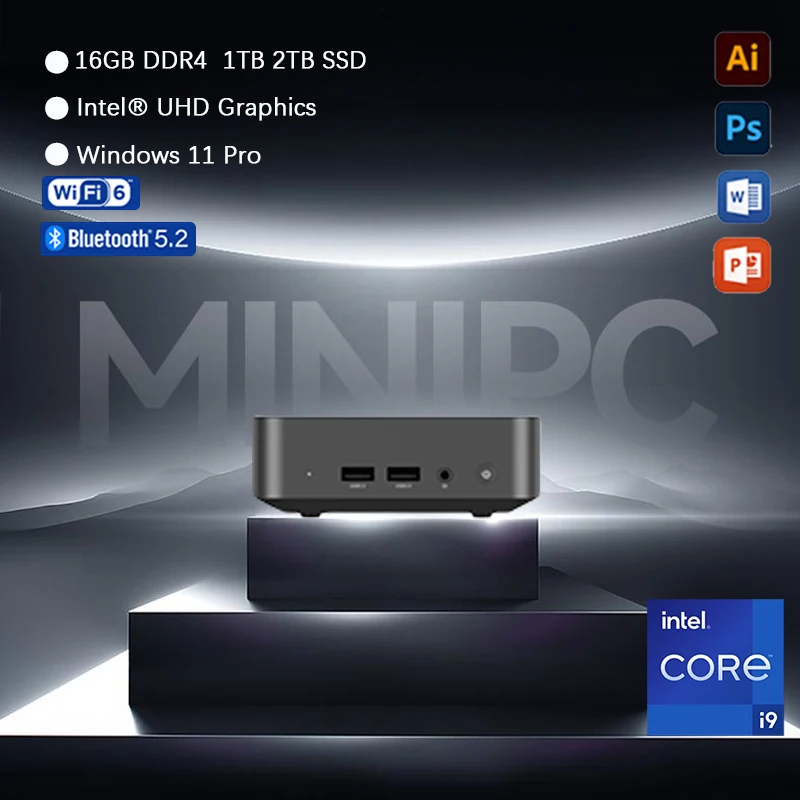 2025 인텔 코어 i9- 8950HK/N5095A 미니 PC 윈도우 11 프로 16GB DDR4 2TB M.2 SSD UHD 그래픽 이더넷 게임용 PC 데스크탑