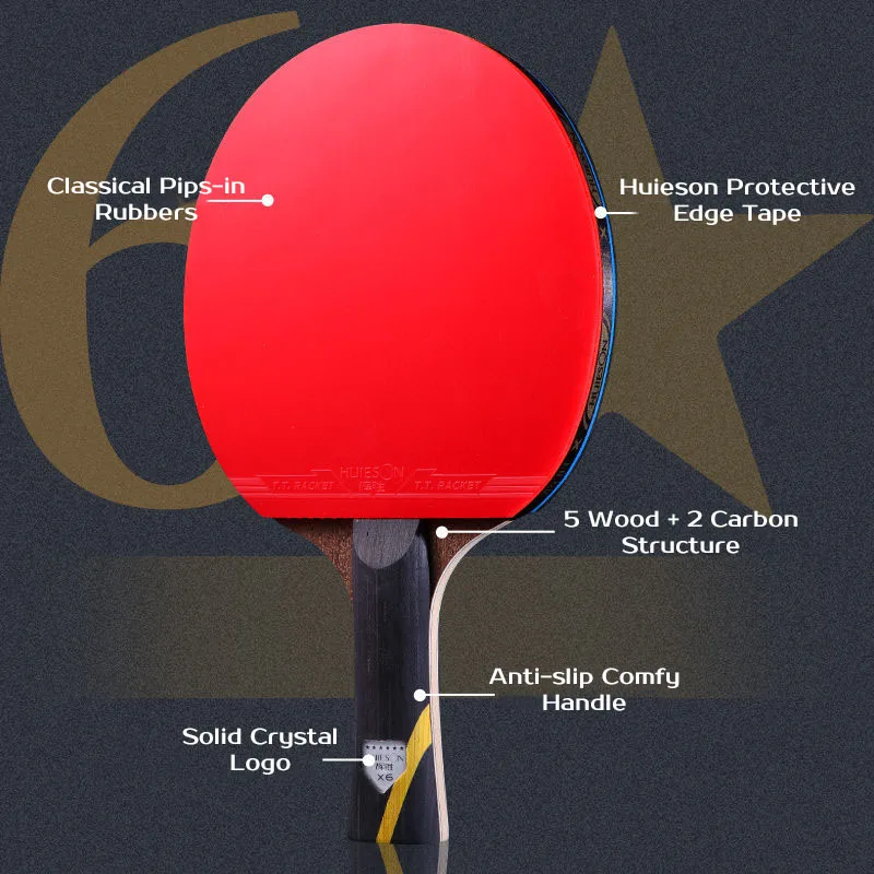 5/6 Star Table Tennis Racket Huieson Carbon Offensive Ping Pong Racket Paddle with Cover Bag table tennis racket