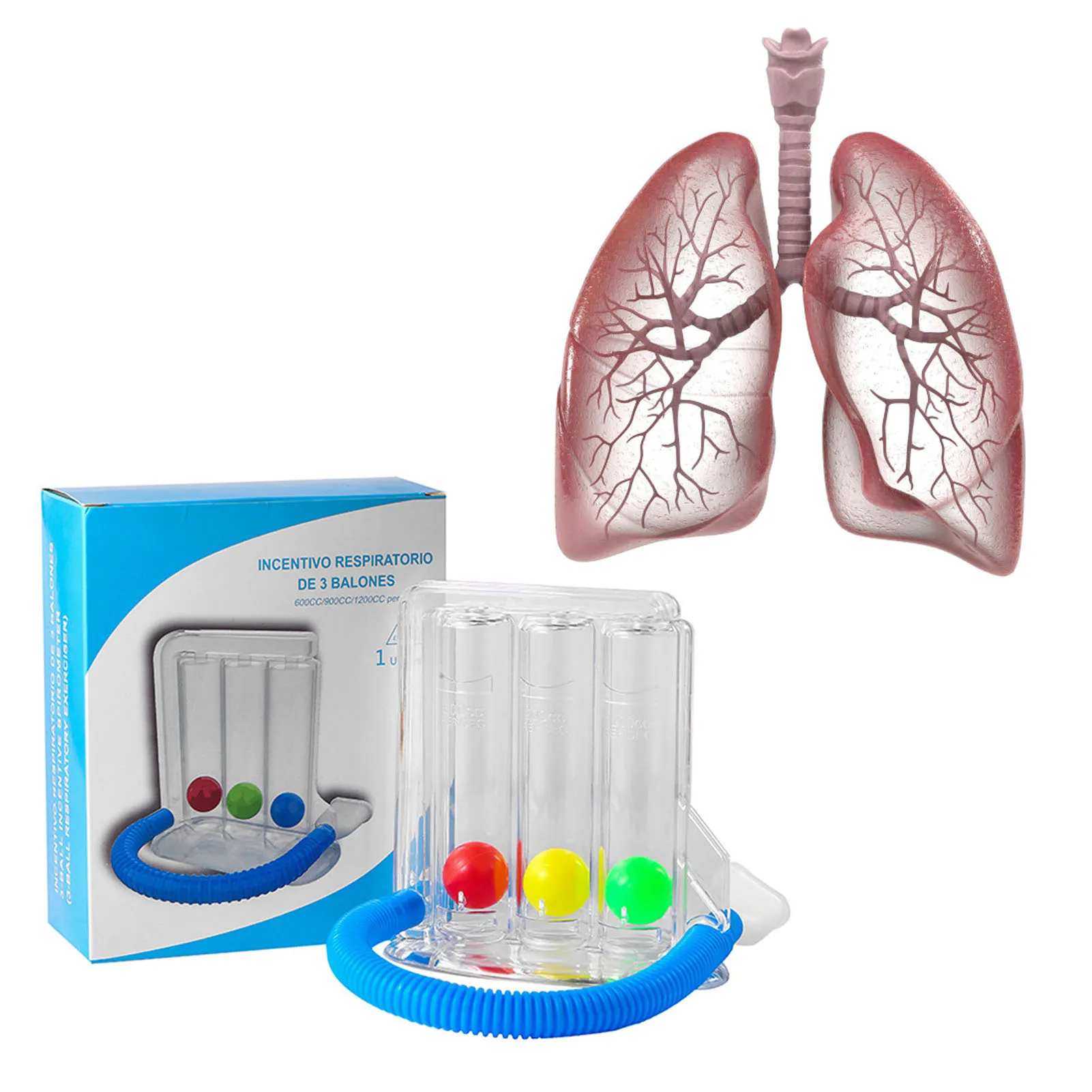 3/4 balls breathing trainer lung function improvement respiratory spirometry breath exerciser measurement tools