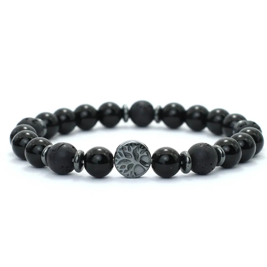 Neue Handgemachte Baum Des Lebens Armband Männer Natürliche Tiger Augen Vulkangestein Hämatit Stein Energie Heilung Armband Zubehör Hombre – Detail 11