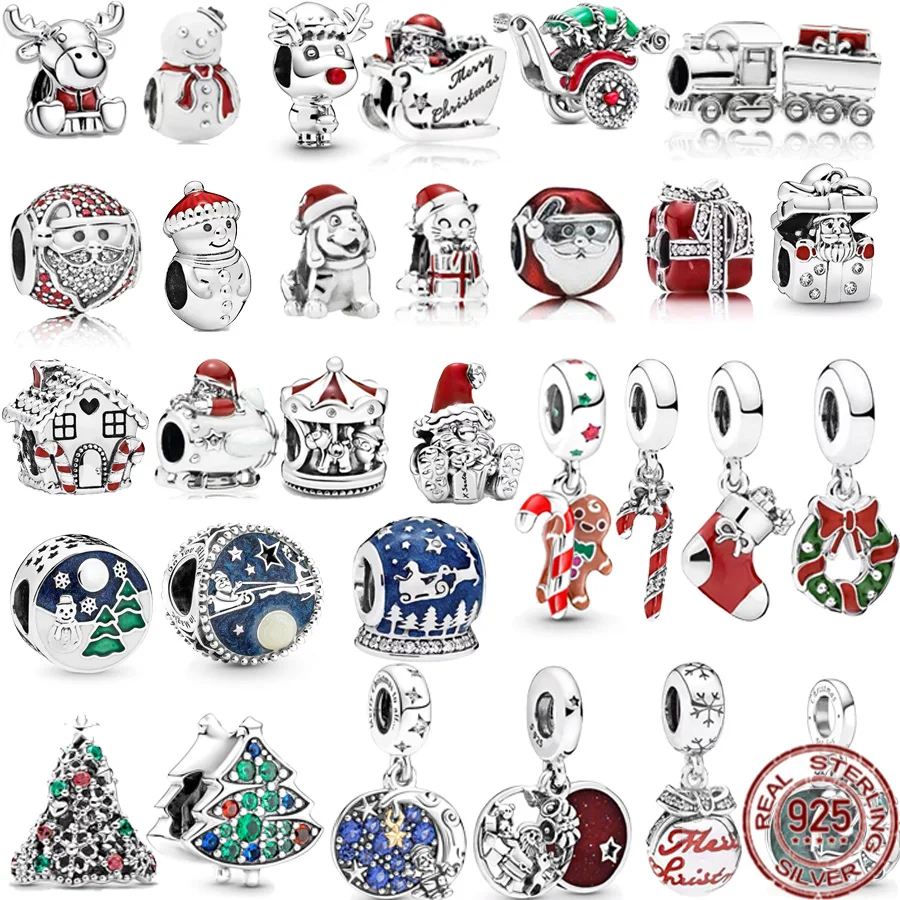 NEW 925 Sterling Silver Christmas Charms Santa Claus Reindeer Snowman