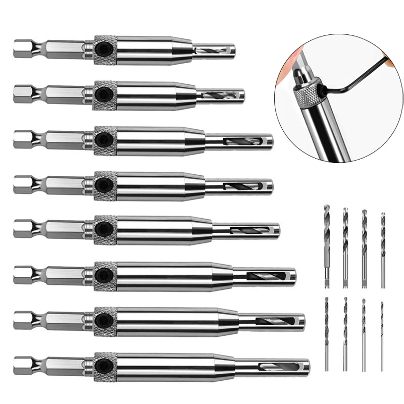 

4/7/8/16Pcs HSS Self Centering Hinge Drill Bit Set Door Cabinet Hinge Locating Hole Cutter for Woodworking Tool