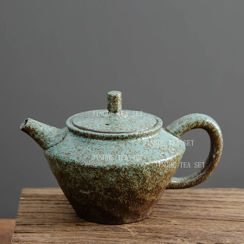 1pcs Fujian Ceramic Teapot Vintage Teapot Large Capacity Japanese Kung Fu Tea Set Hammer Pattern Craftsmanship Green Tea