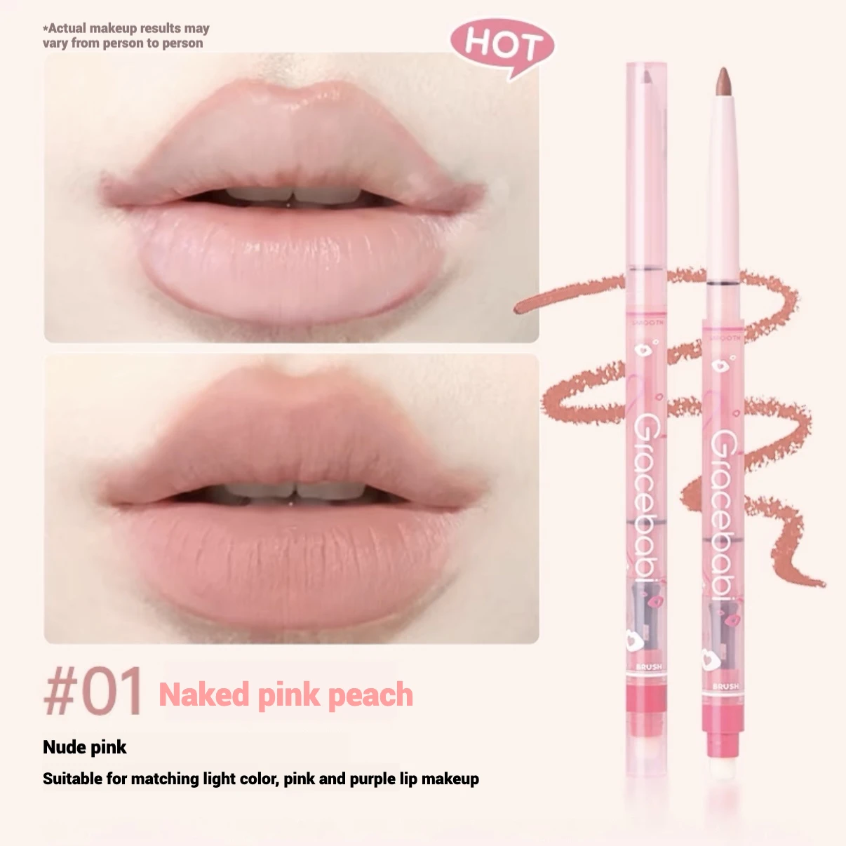 Gracebabi Mist Doodle Lip Liner Doppelkopf-Lipliner, wasserfest, dauerhafte Abdeckung, Lippenfarbe, Lippenstiftbasis – Detail 1