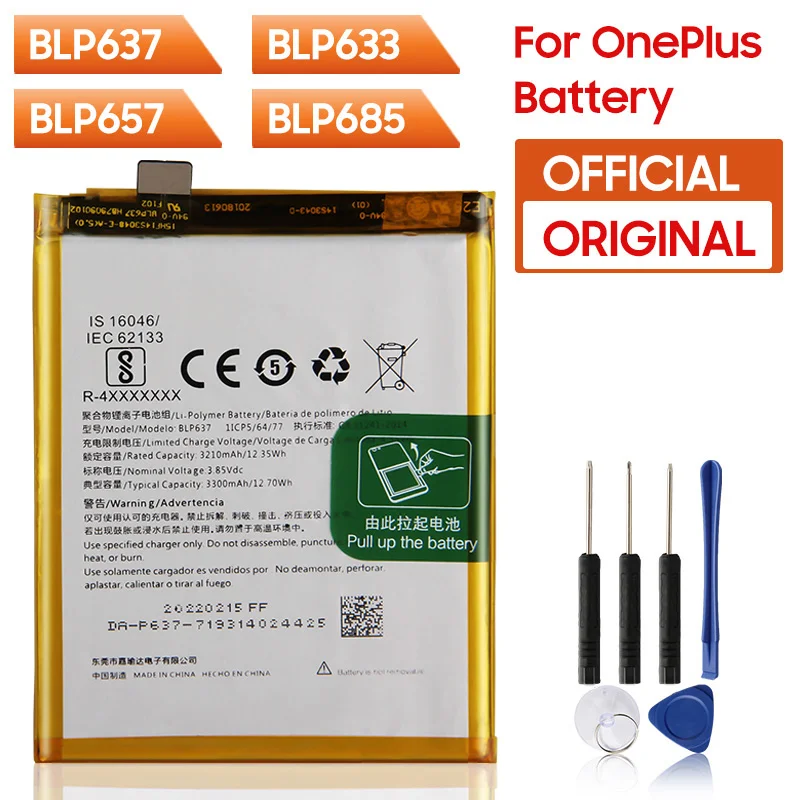 

NEW Phone Battery BLP637 For OnePlus 5 5T 6 6T 7T 7T Pro BLP571 For OnePlus 1 2 3 3T BLP685 For OnePlus 7 7 Pro