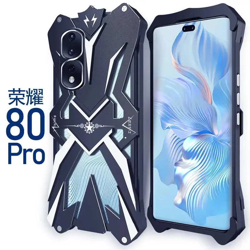 

Hot Metal Steel Machinery Heavy Aluminum Armor Case For Honor 80 Pro 80SE New Cases Cover Bumper Coque