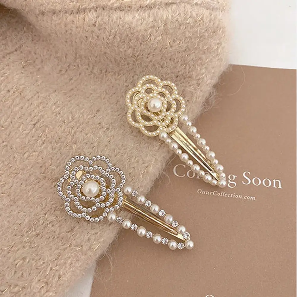 Make Up Wash Face Strass Camelia Accessori Per Capelli Perle Clip Laterale Clip Per Capelli Da Donna Forcine In Stile Coreano