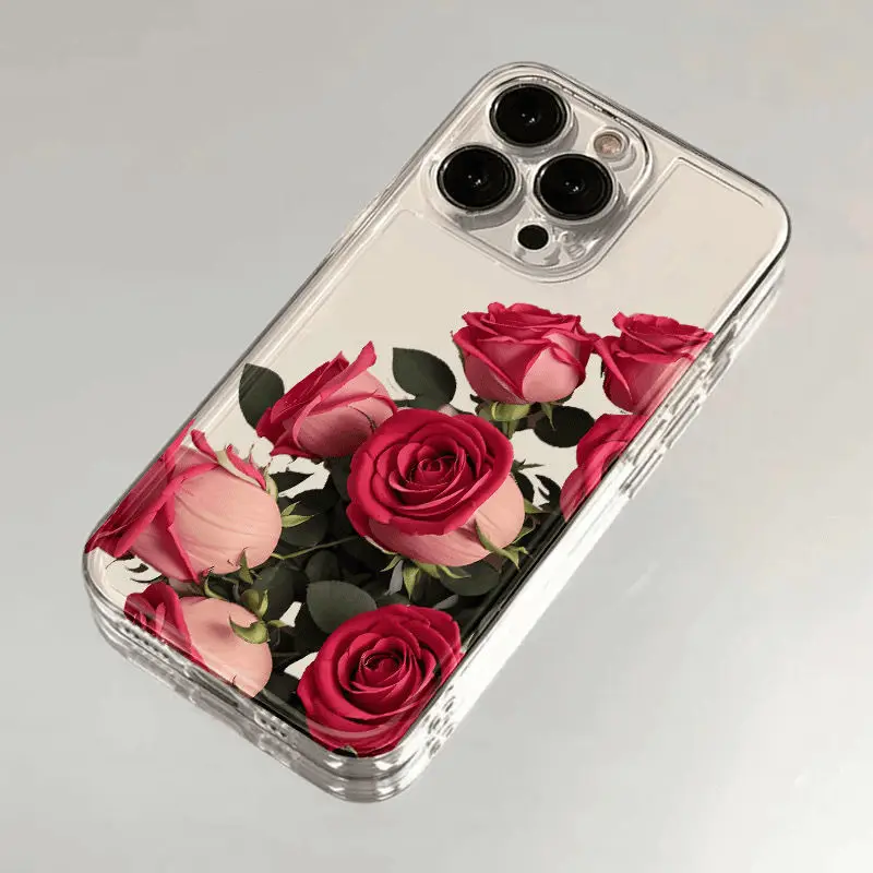 Red Rose Fresh Flower Silicone Rubber Phone Case