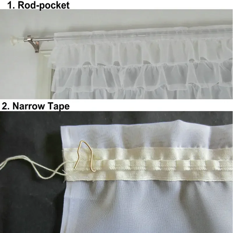 Gauze Tieblinds Curtain Flouncing Design Balcony Kitchen Seer Wave Blinds Home Tie-up Voile Window Treatments sheer curtains window curtains decor curtains