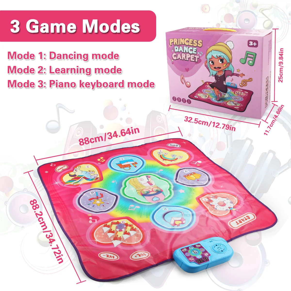 Baby Play Mat 90x90cm Large Elecrtic Dancing Blanket with Lights Keyboard 3 Game Modes Sport Toys Educational Toys for Kids baby play mat play mat