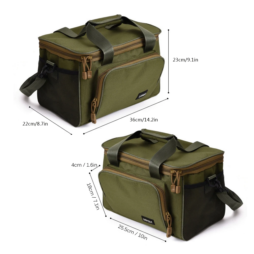 Sac bandoulière pêche multifonction Lixada toile canvas rangement leurres moulinets accessoires