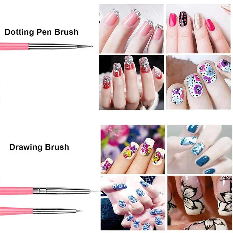 One Set Acrylic French Stripe Nail Art Liner Brush Tips Nail Professional Supplies Line Drawing Pen Gel Brushes Painting Tools nail art pens nail art brushes nail brushes nail art tools gel nail tools
