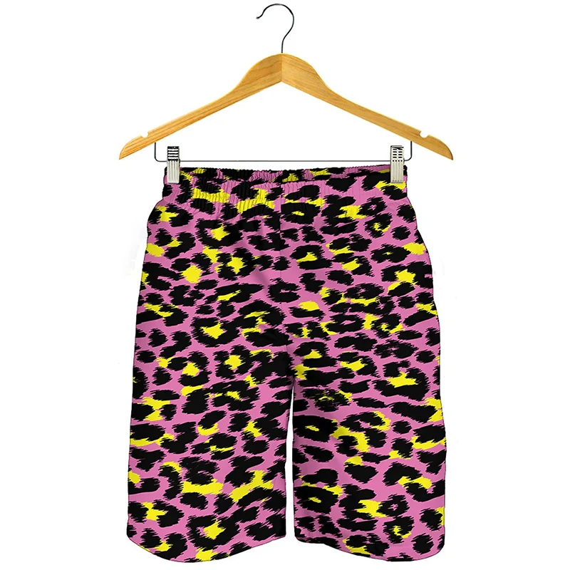 Colorful Leopard Graphic Board Shorts For Men Summer Running Surf Beach Shorts Men Quick Dry Stylish Swim Trunks Short Homme 4