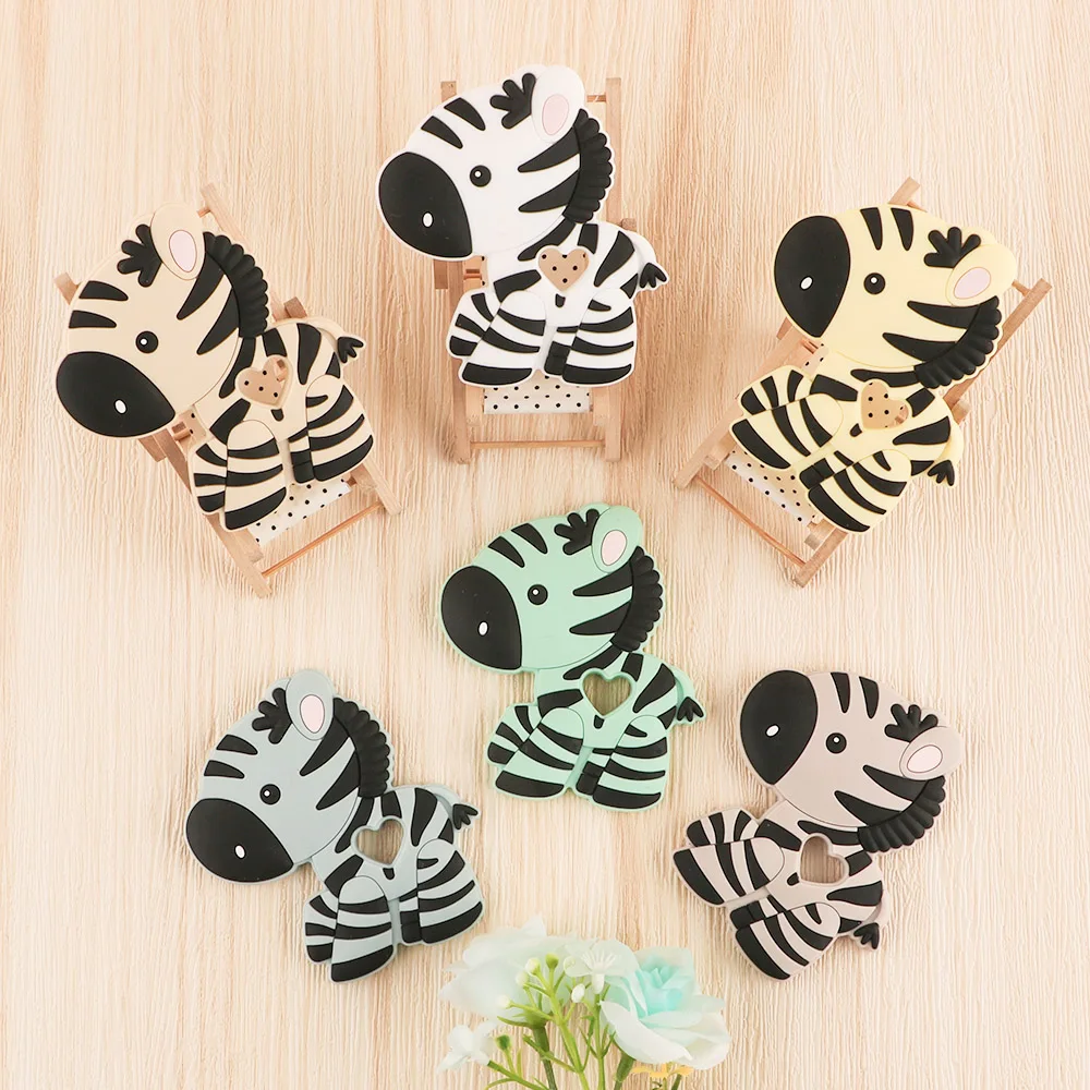 Kovict Zebra Silicone Teether Rodent Food Grade Silicone Chewable Teething Beads DIY Pacifier Chain Accessories Baby Toys baby teething items diy