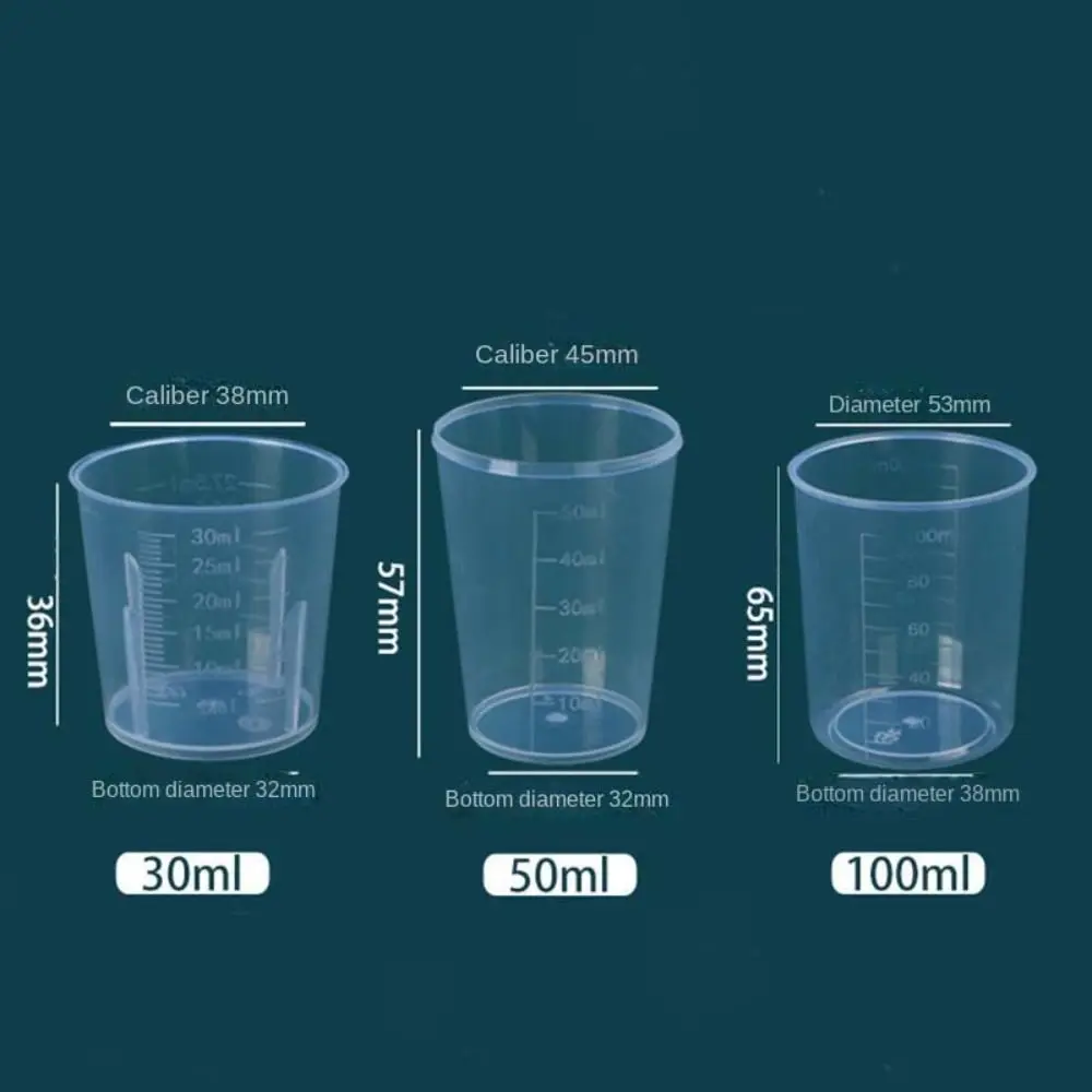 30/50/100ml Mini trasparente graduato misurino scala plastica trasparente tazza di miscelazione laboratorio becher cucina strumenti di cottura  15